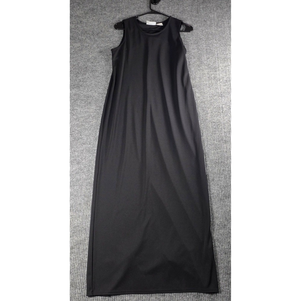 Kathy Ireland Womens Black Sleeveless Maxi Dress Size Medium Back Slit